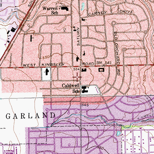 Topographic Map of Caldwell Elementary School, TX