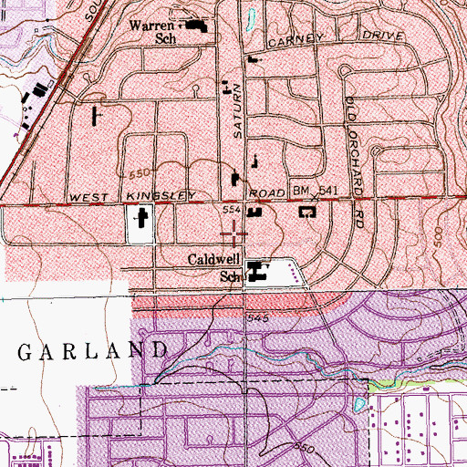 Topographic Map of Caldwell Elementary School, TX