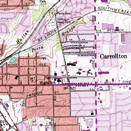 Topographic Map of Carrollton Elementary School, TX