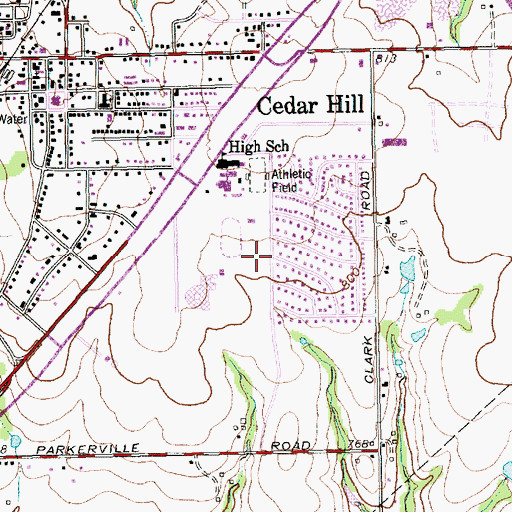 Topographic Map of Cedar Hill High School, TX