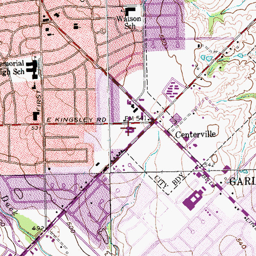 Topographic Map of Centerville Elementary School, TX