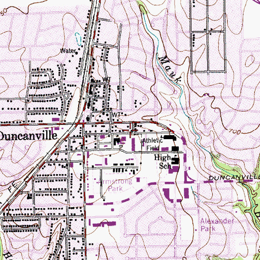 Topographic Map of Central Elementary School - Duncanville, TX