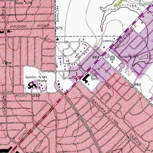 Topographic Map of Charles A Gill Elementary School, TX