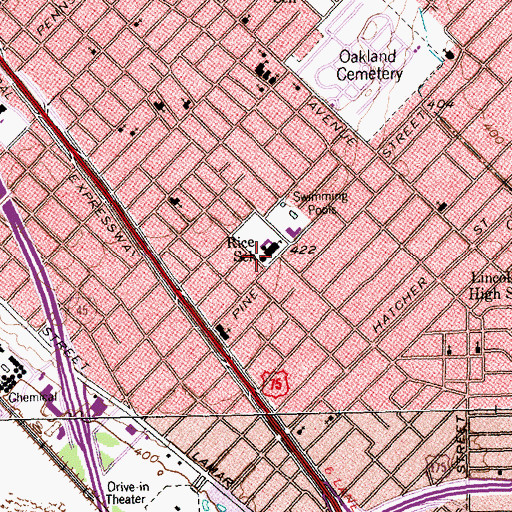 Topographic Map of Charles Rice Elementary School, TX