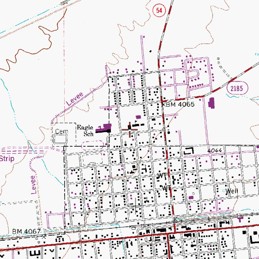 Topographic Map of Van Horn High School, TX