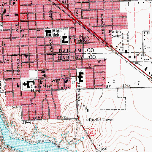 Topographic Map of Dalhart Elementary School, TX