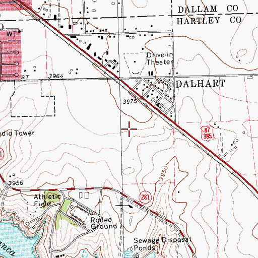 Topographic Map of Dalhart High School, TX