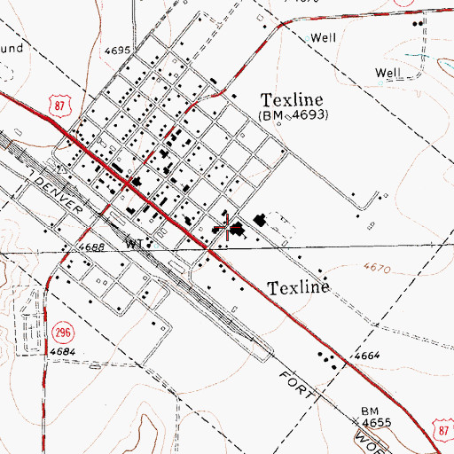 Topographic Map of Texline School, TX