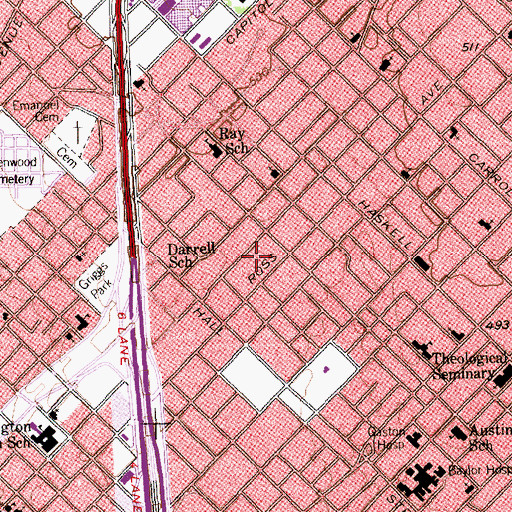 Topographic Map of Adult Basic Education School, TX