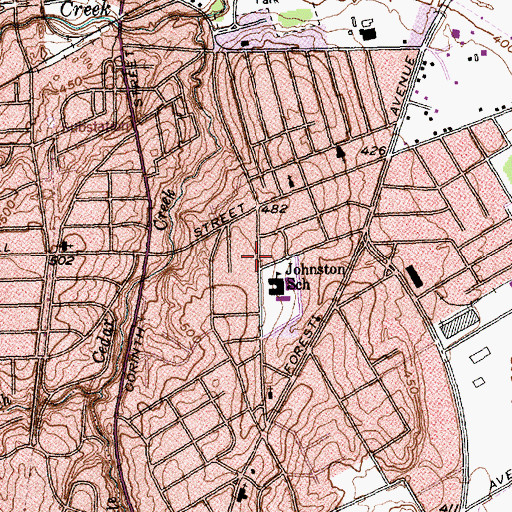 Topographic Map of Albert S Johnston Elementary School, TX