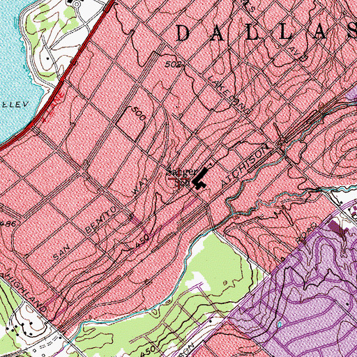 Topographic Map of Alex Sanger Elementary School, TX