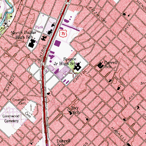 Topographic Map of Alex W Spence Middle School, TX