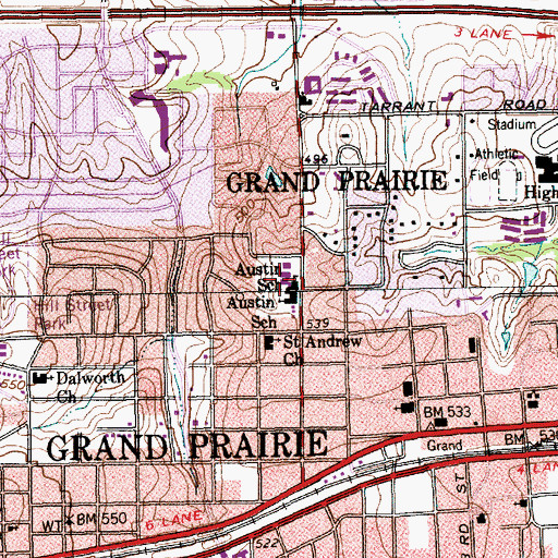 Topographic Map of Austin Elementary School, TX