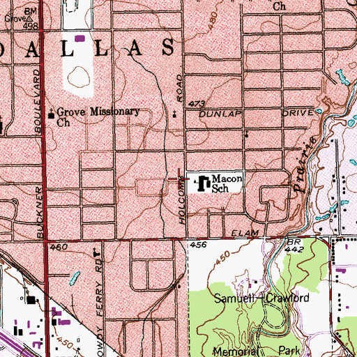 Topographic Map of B H Macon Elementary School, TX