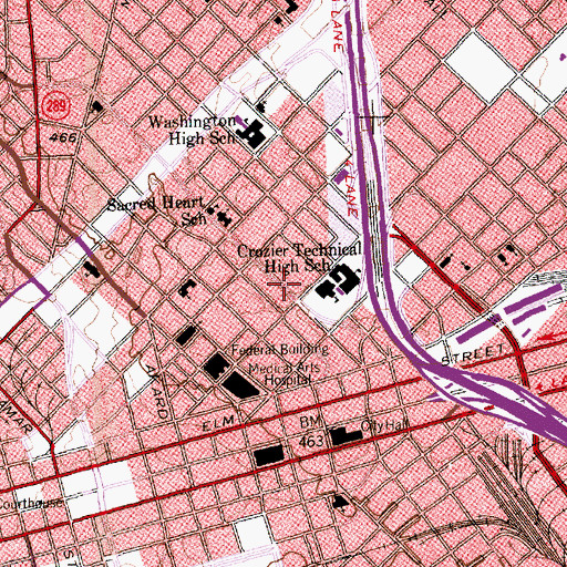 Topographic Map of Barbara Manns High School, TX