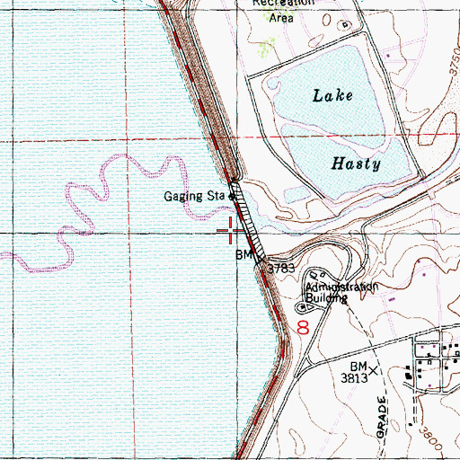 Topographic Map of John Martin Reservoir Dam, CO