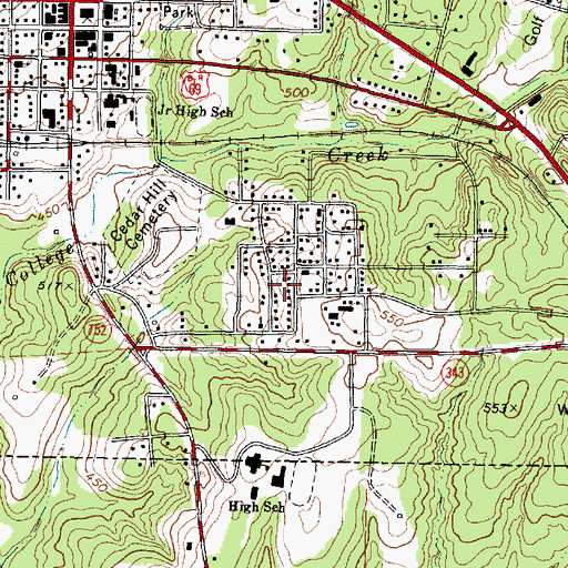Topographic Map of Rusk Primary School, TX