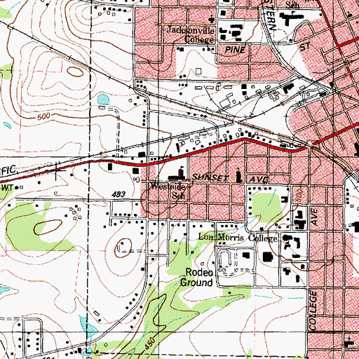 Topographic Map of West Side Kindergarten, TX
