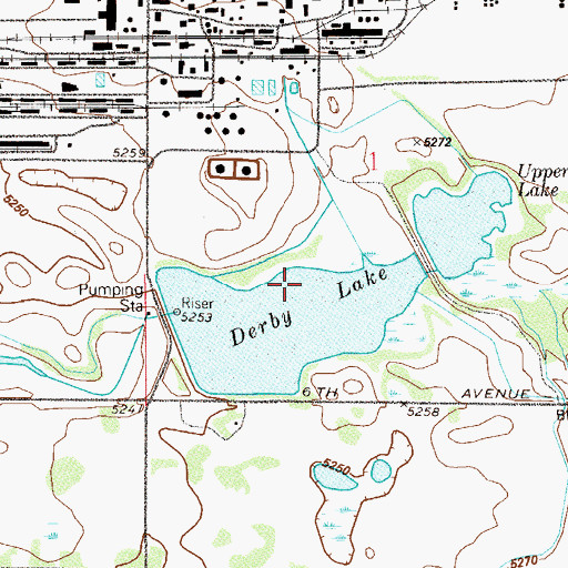Topographic Map of Lower Derby Lake Dam, CO
