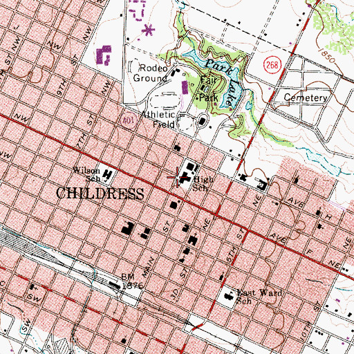 Topographic Map of Childress Junior High School, TX