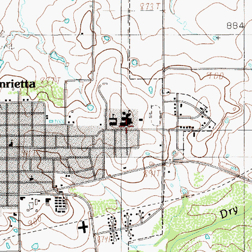 Topographic Map of Henrietta Elementary School, TX