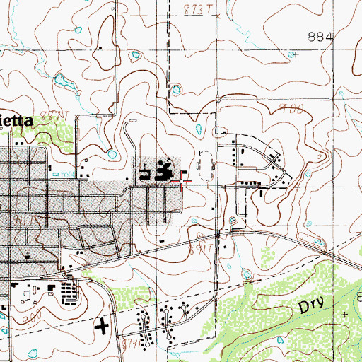 Topographic Map of Henrietta High School, TX