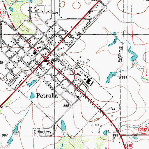 Topographic Map of Petrolia Elementary School, TX