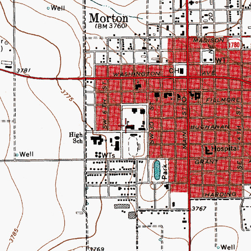 Topographic Map of Morton Elementary School, TX
