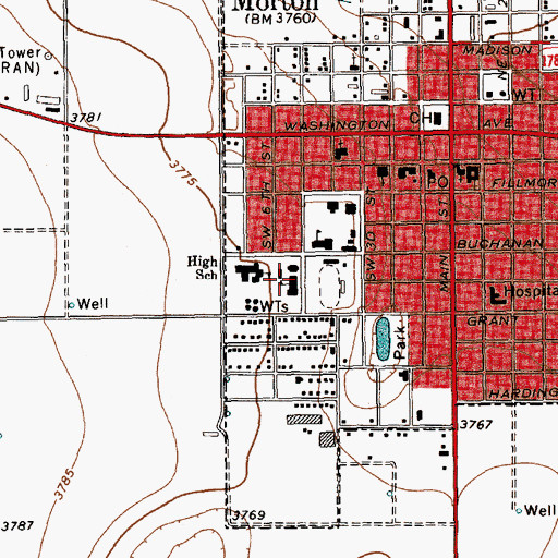 Topographic Map of Morton Junior High School, TX