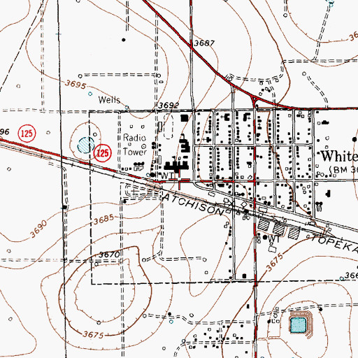 Topographic Map of Whiteface High School, TX