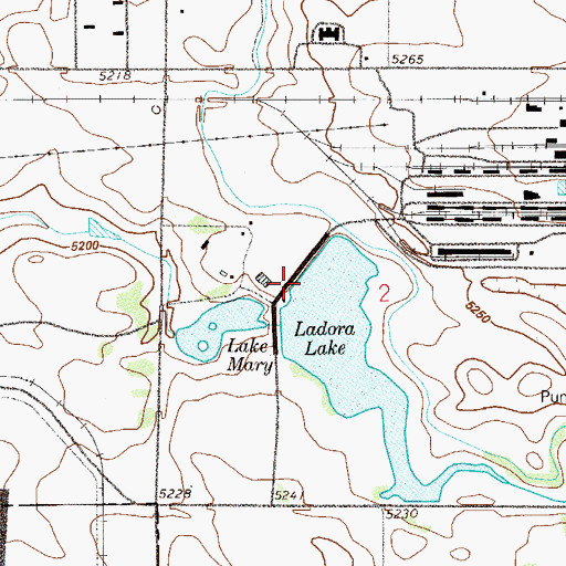 Topographic Map of Ladora Lake Dam, CO