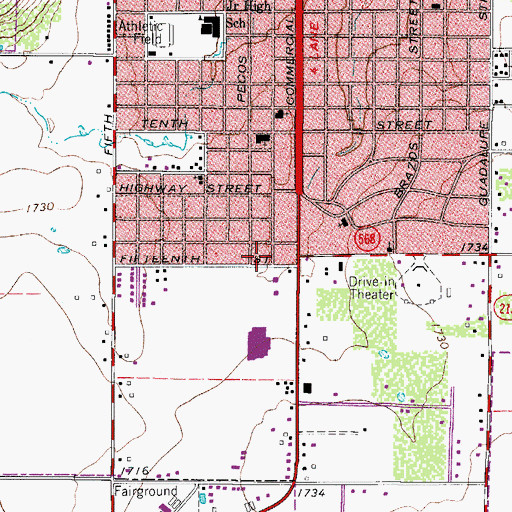 Topographic Map of Coleman High School, TX