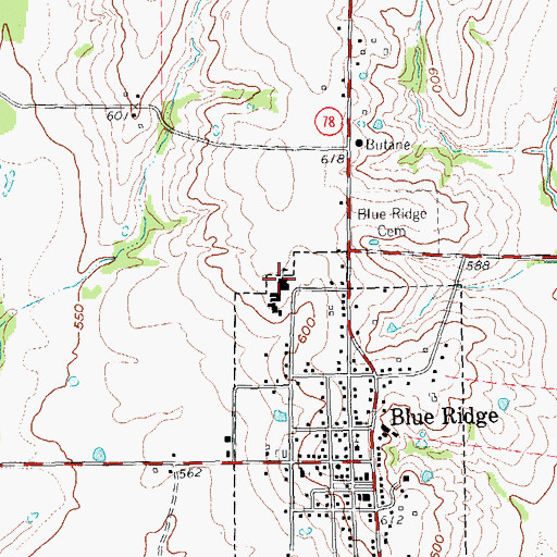 Topographic Map of Blue Ridge Elementary School, TX