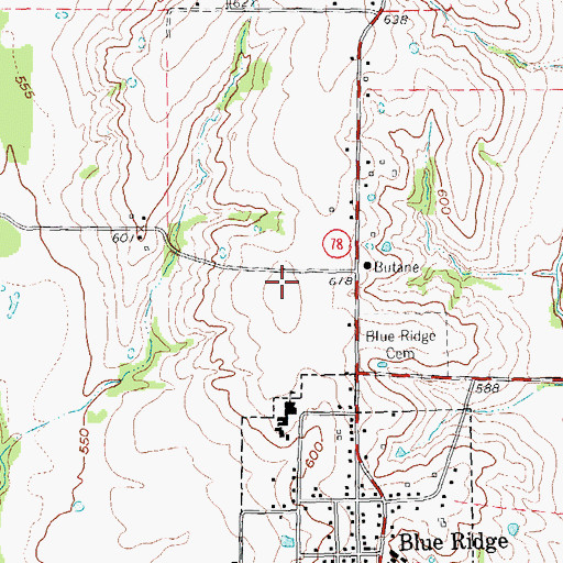 Topographic Map of Blue Ridge High School, TX