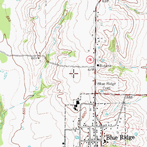 Topographic Map of Blue Ridge Middle School, TX