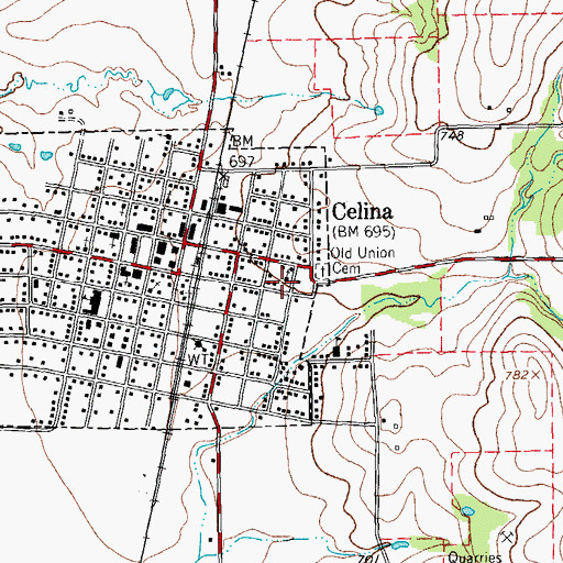 Topographic Map of Celina High School, TX