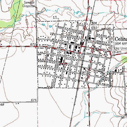 Topographic Map of Celina Middle School, TX