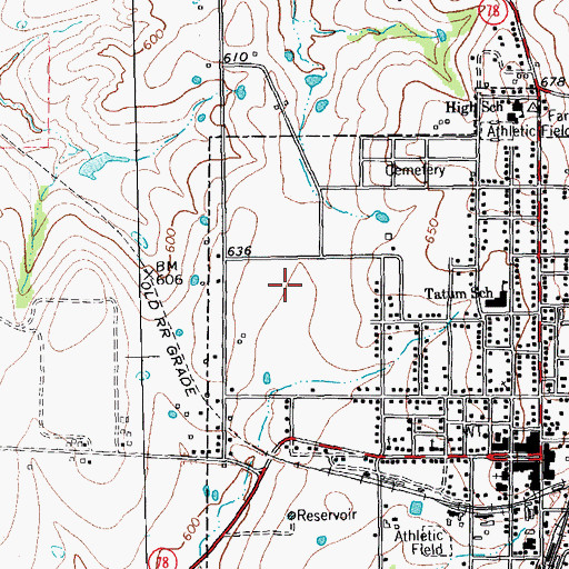 Topographic Map of Farmersville High School, TX