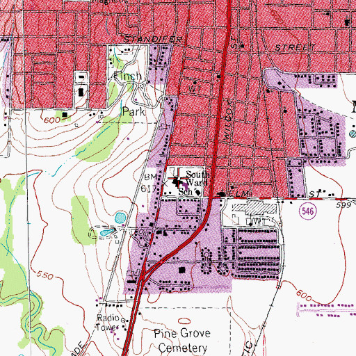 Topographic Map of Finch Elementary School, TX