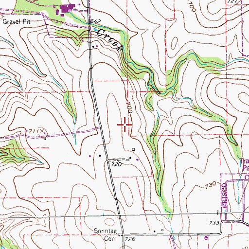 Topographic Map of Frisco High School, TX