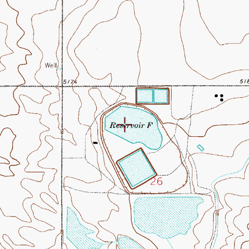 Topographic Map of Reservoir F Dam, CO