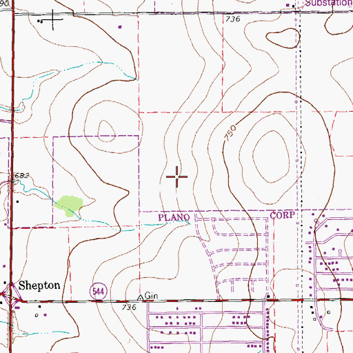Topographic Map of John and Myrtle Hightower Elementary School, TX