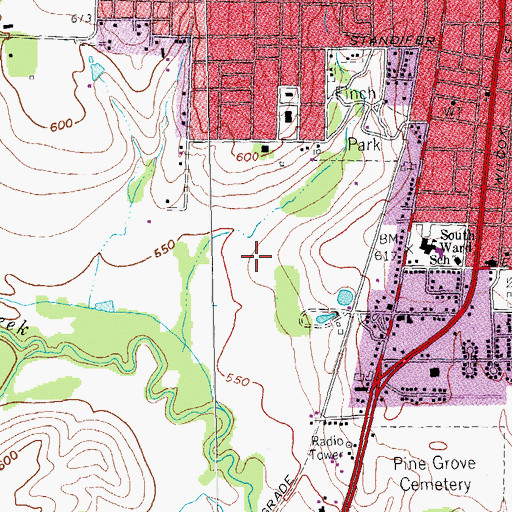 Topographic Map of McKinney High School, TX