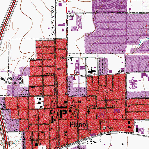 Topographic Map of Mendenhall Elementary School, TX