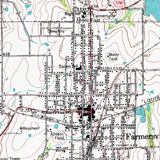 Topographic Map of Tatum Elementary School, TX