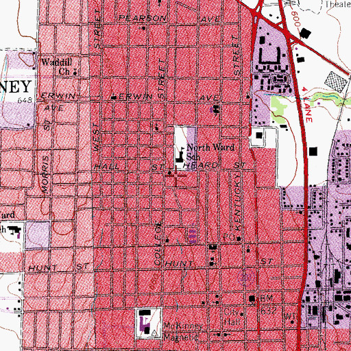 Topographic Map of Act Academy at J L Greer, TX