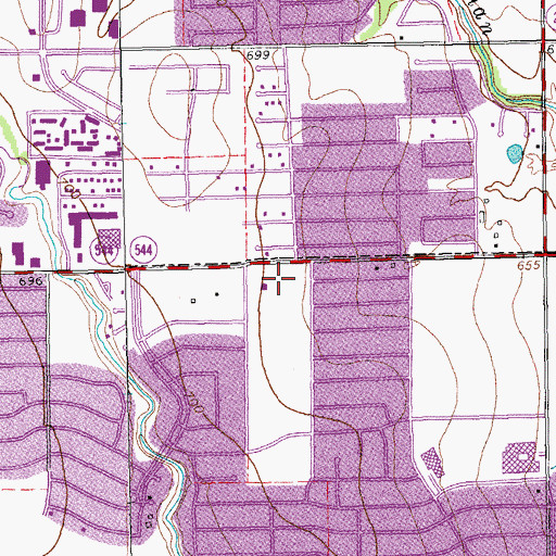 Topographic Map of Vines High School, TX