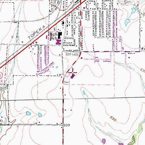 Topographic Map of A B Harrison Intermediate School, TX
