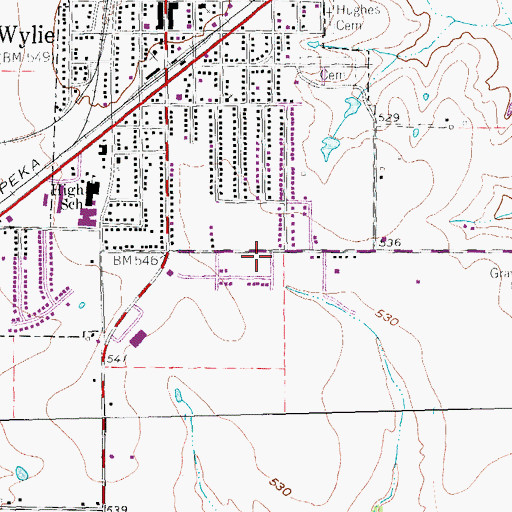 Topographic Map of Wylie Junior High School, TX