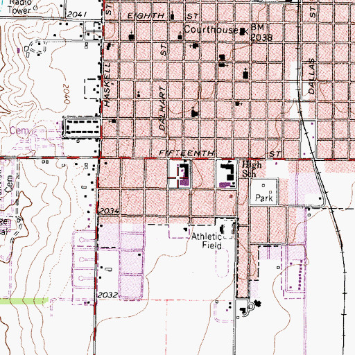 Topographic Map of Wellington Elementary School, TX